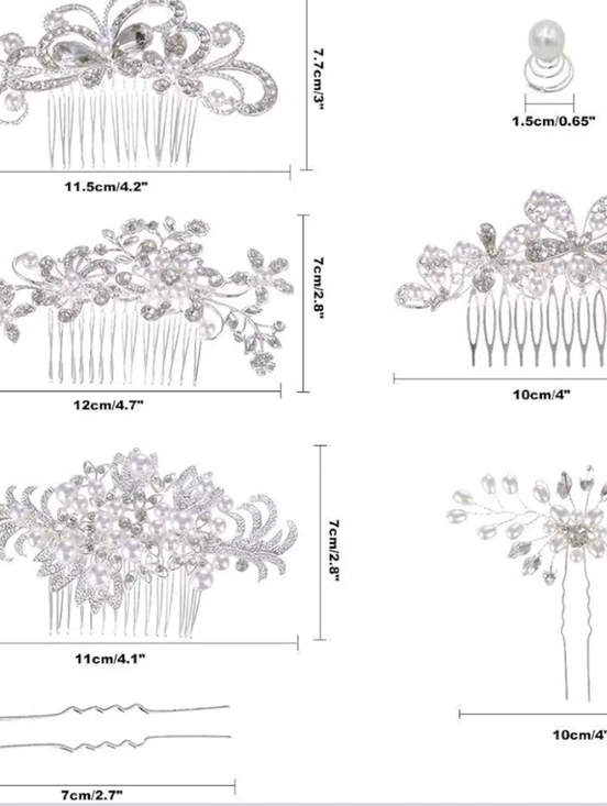Silver Bridal Hair Comb and Pin Set – 32-Piece Women’s Accessories main image 4